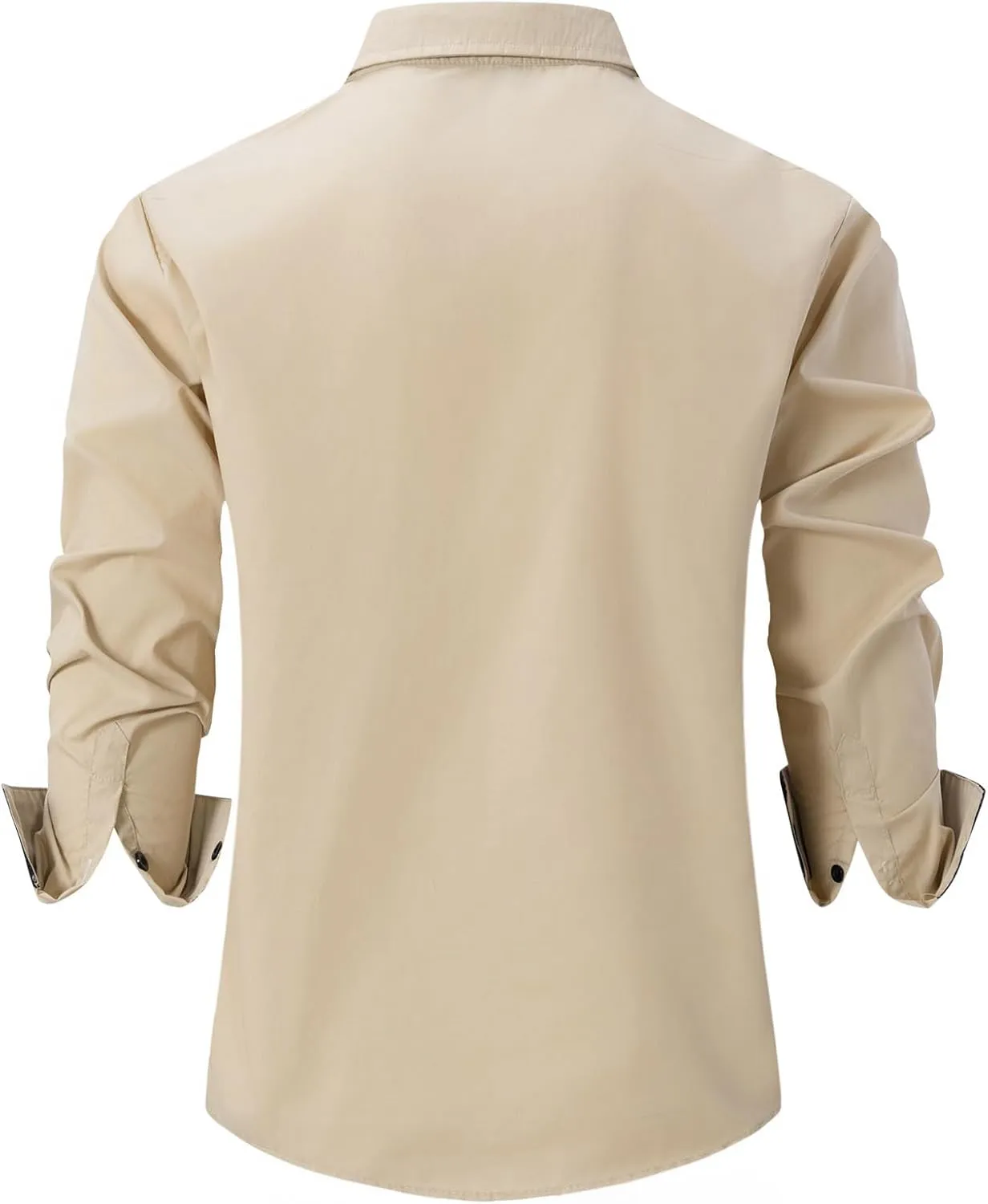 Mens Long Sleeve Stretch Stylish Shirts Wrinkle-Free Collar Dress Shirt Top Business Casual Button Down Tee Shirt