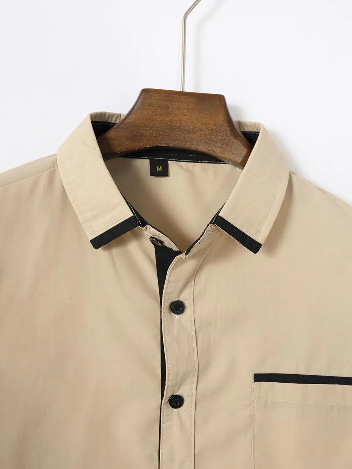 Mens Long Sleeve Stretch Stylish Shirts Wrinkle-Free Collar Dress Shirt Top Business Casual Button Down Tee Shirt