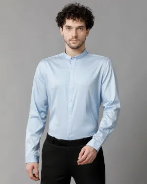 Men's Sea Satin Stretch Light Blue Shirt