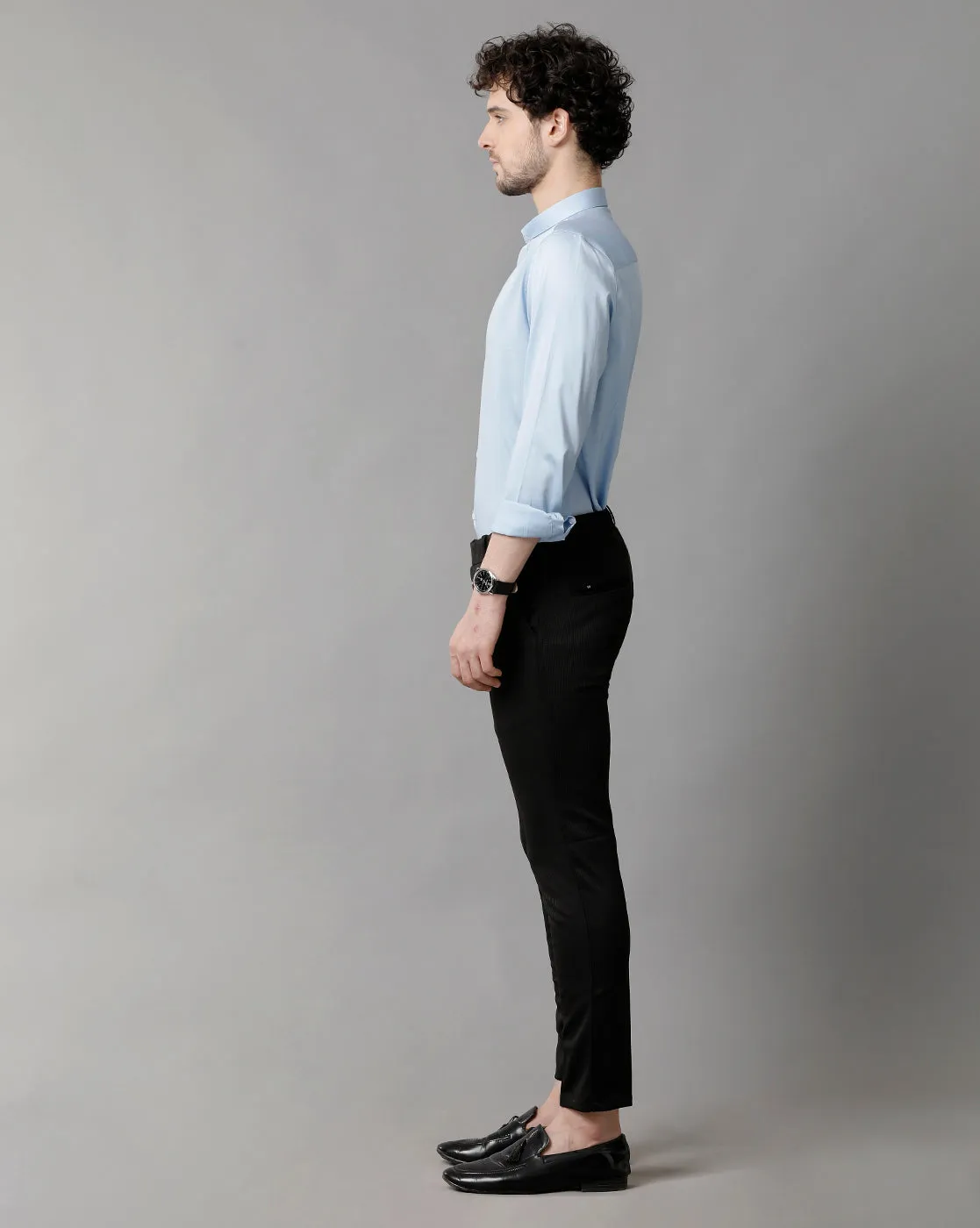 Men's Sea Satin Stretch Light Blue Shirt