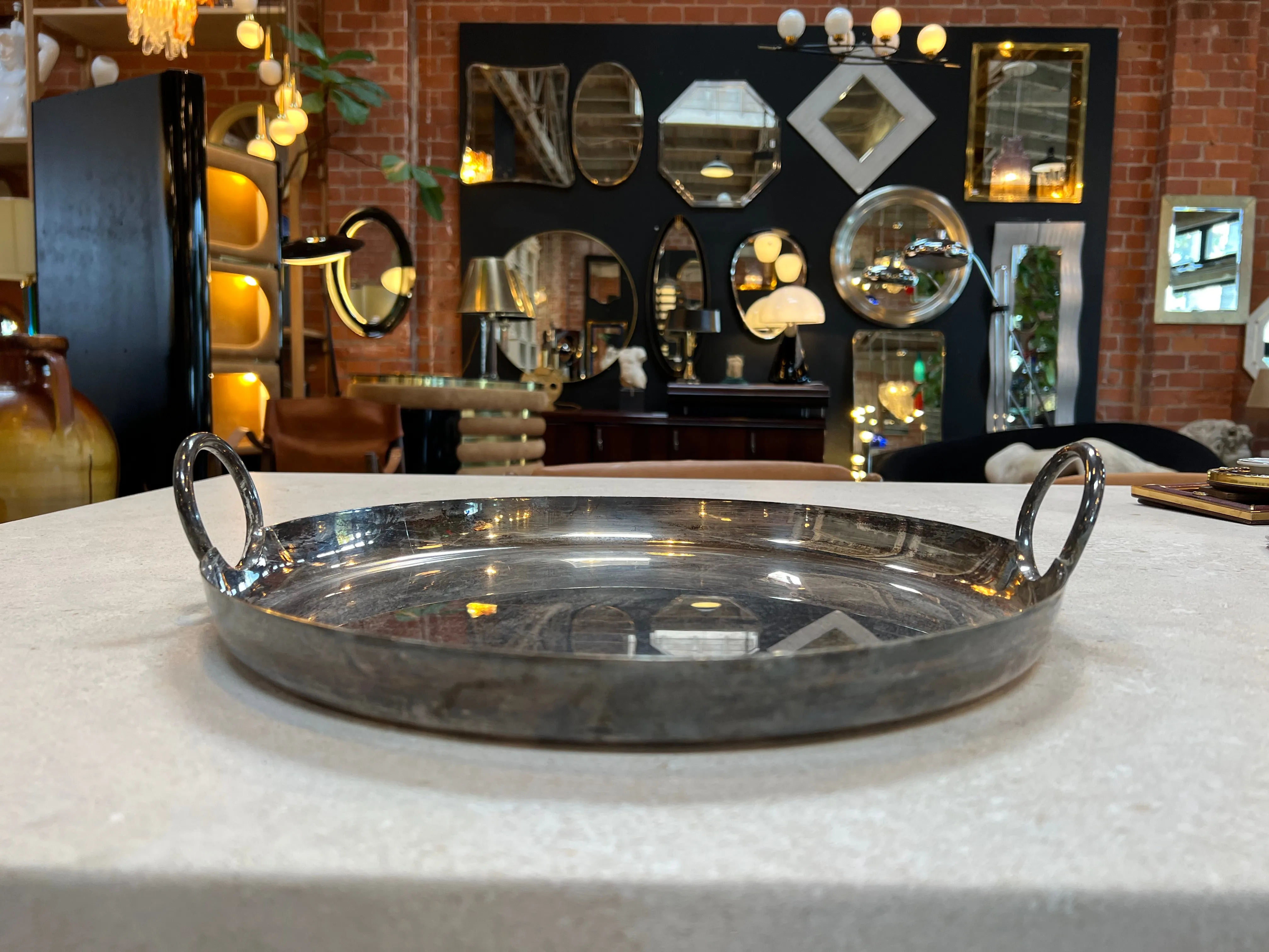 Mid Century Italian Silver Plated Round Bowl 1970s
