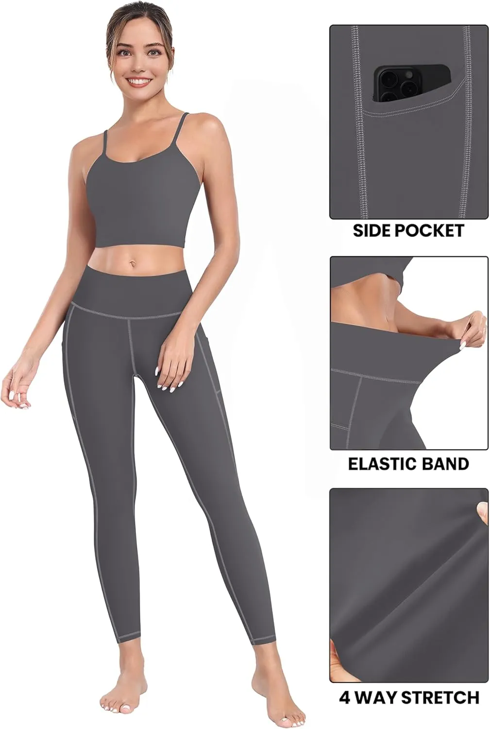 MIRITY High Waist Yoga Leggings with Pockets for Women - Buttery Soft Workout Stretchy Yoga Pants Pack of 1