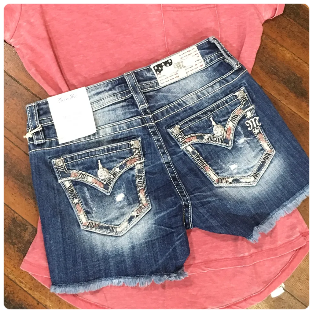 Miss Me Americana Mid Rise Shorts