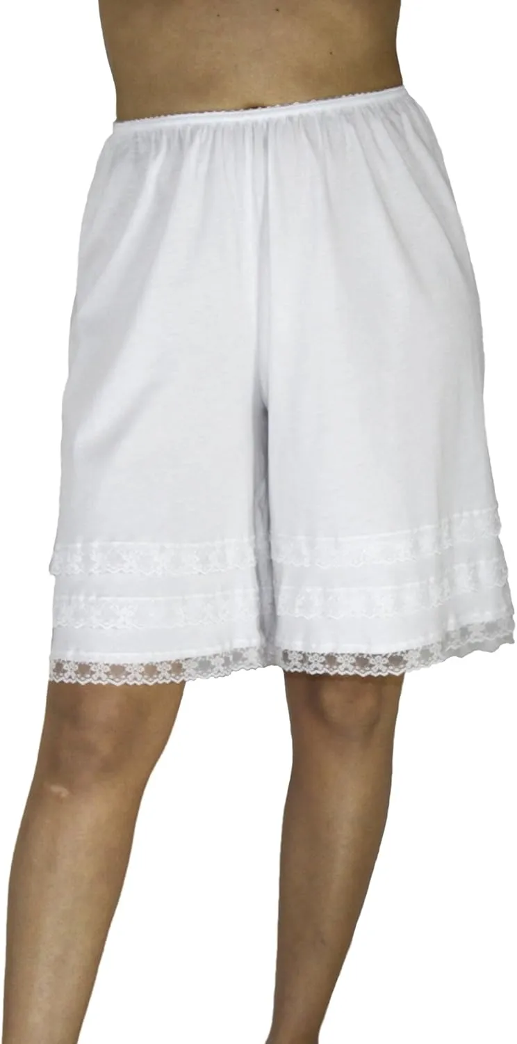 Underworks Cotton Knit Snip-A-Length Pettipants Culotte Slip Bloomers Split Skirt