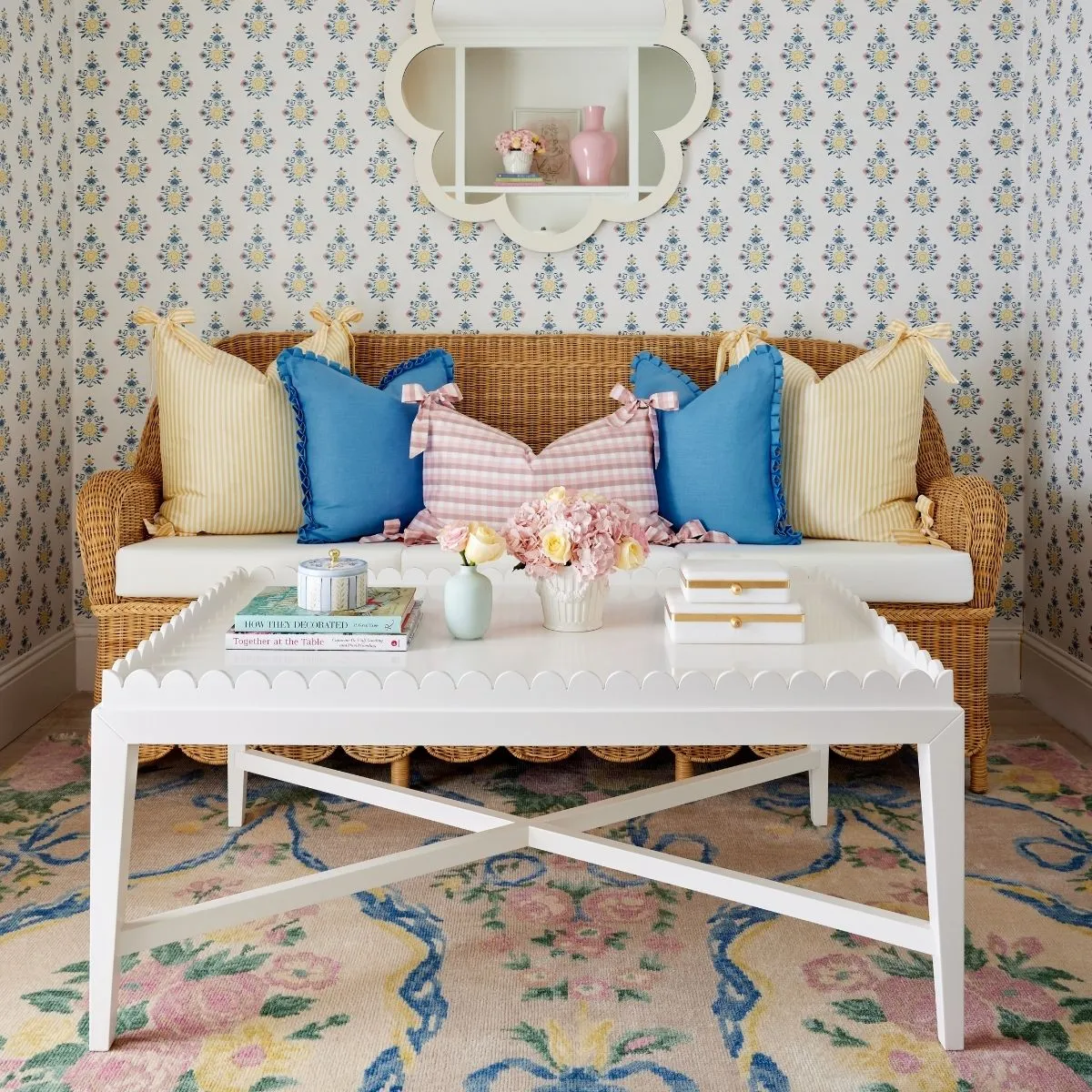 Vichy Check Bow Pillow in Blush