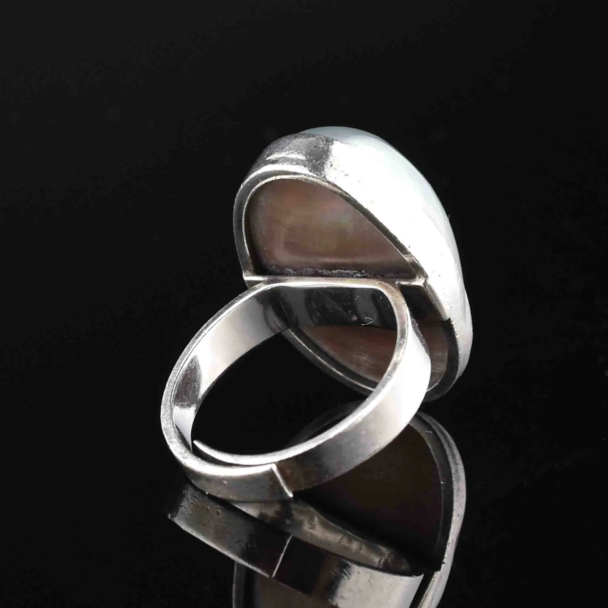 Vintage Silver Gray Pearl Statement Ring, Sz 7