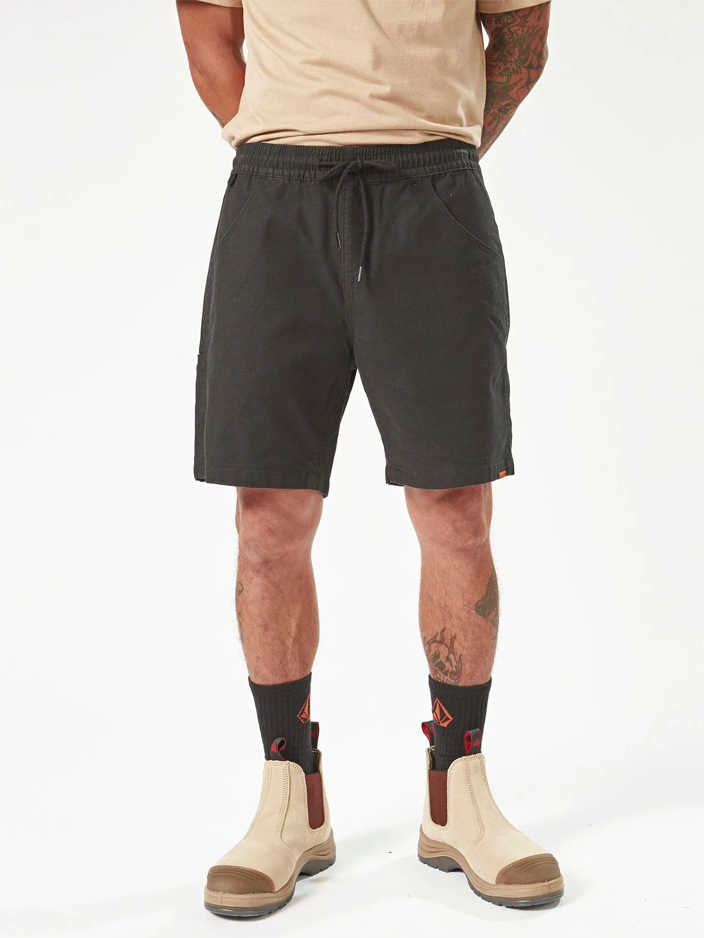 Volcom Workwear Caliper Elastic Waist Shorts - Black