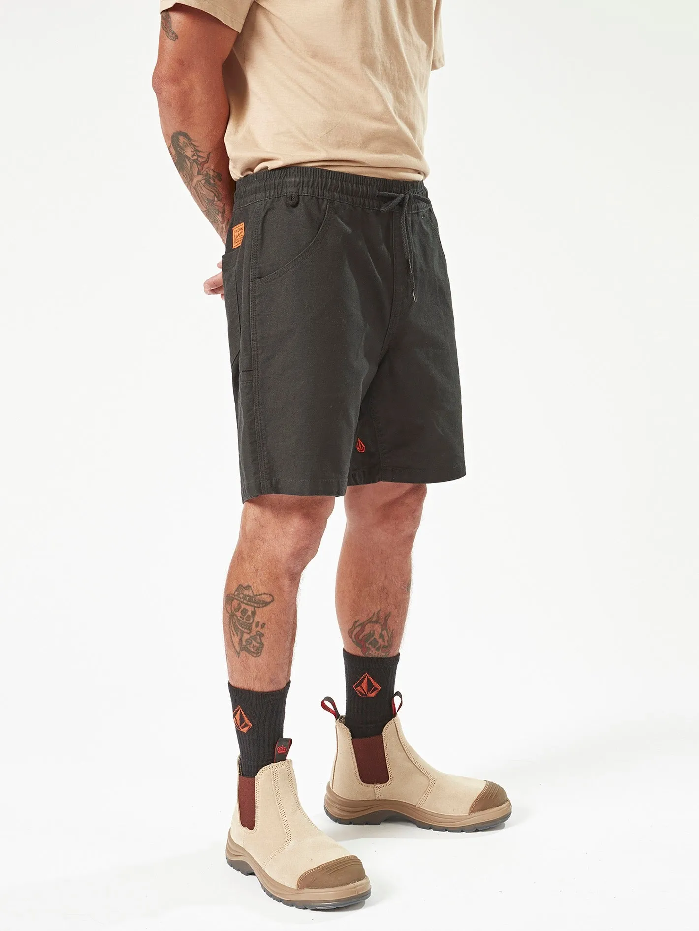 Volcom Workwear Caliper Elastic Waist Shorts - Black