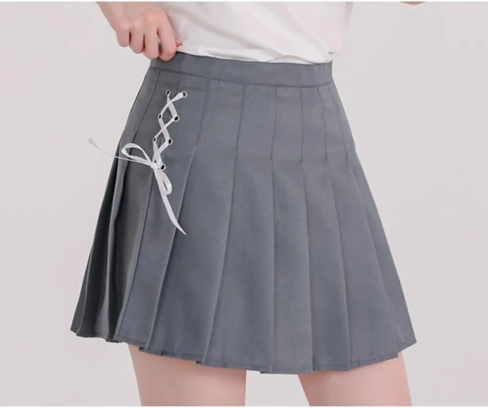 Women's Girls Plaid Pleated Skirt High Waisted Japanese School Uniform A-line Pleated JK Skirt Skater Tennis