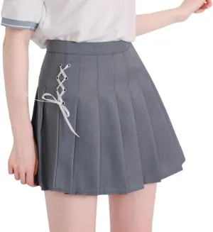 Women's Girls Plaid Pleated Skirt High Waisted Japanese School Uniform A-line Pleated JK Skirt Skater Tennis
