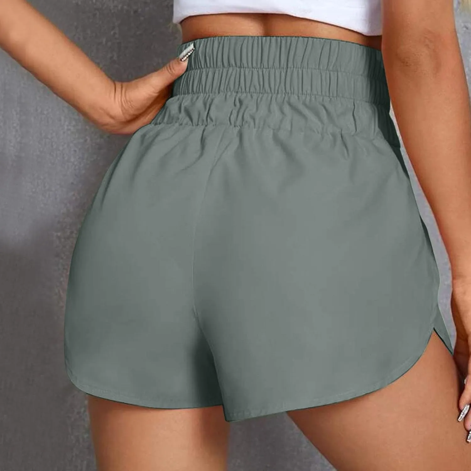 Womens High Waisted Running Shorts Side Split Drawstring Quick Dry Short Pants Outdoor Shorts for Athletic Gym Track Workout