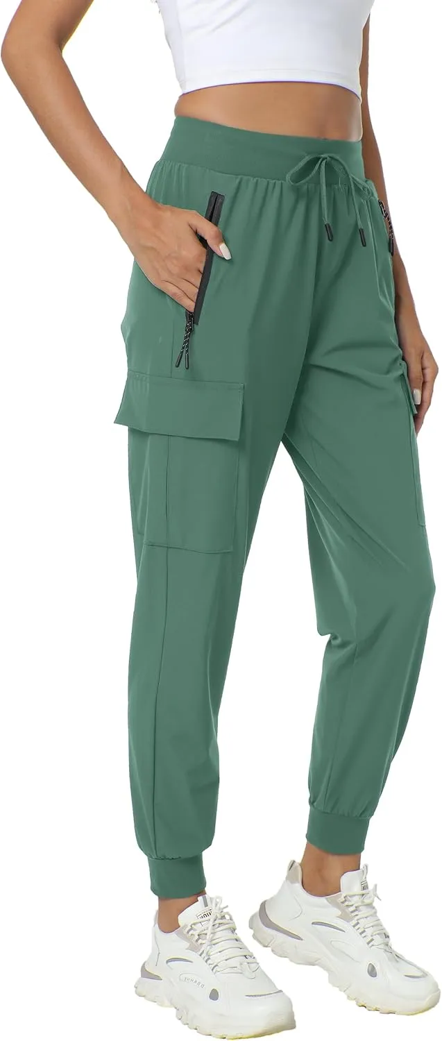 Women's Joggers with Pockets Lightweight - Water Resistant Cargo Athletic Pants for Hiking Running Camping Travel