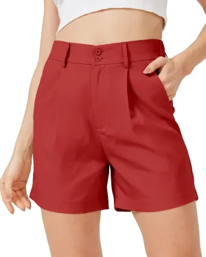XinYangNi Casual Dressy Shorts for Women Summer Elastic High Waisted Pleated Wide Leg Business Work Trouser Shorts Pockets