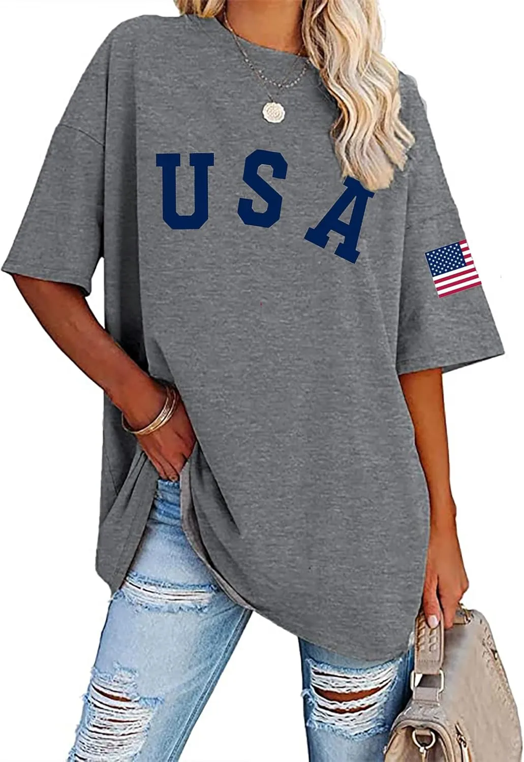Zoyami Womens Oversized T Shirt Graphic Tee Casual Summer Loose Short Sleeve Top