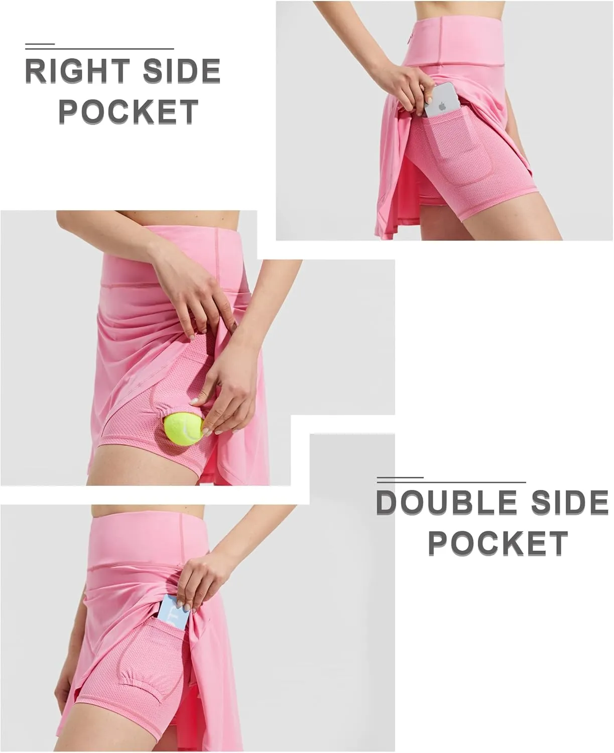 ZUTY 18" High Waisted Tennis Skirt for Women Skorts Skirts with Pockets Casual Modest Long Golf Athletic Running